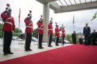 El príncipe de Asturias a su llegada al Palacio de Gobierno del Estado de São Paulo, donde se reunió con el gobernador del Estado, Geraldo Alckmin